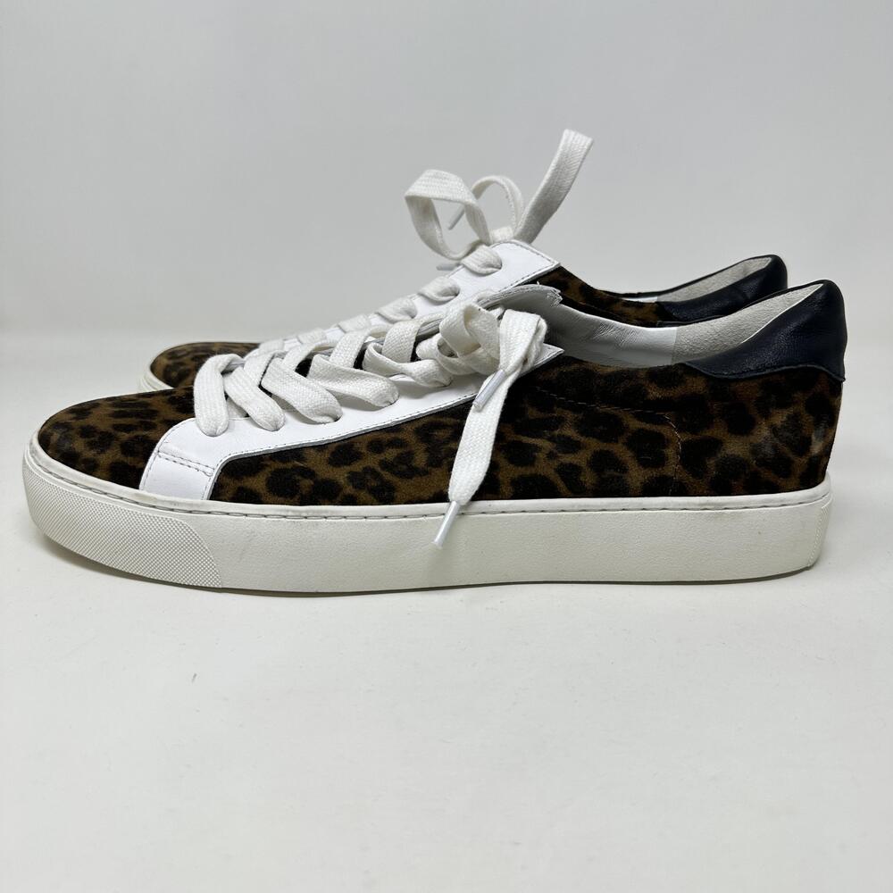 Veronica Beard Sneakers Shoes Womens Size 9 Brown Leopard Animal Print Pony Hair